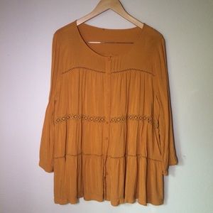 Orange long sleeve boho blouse
